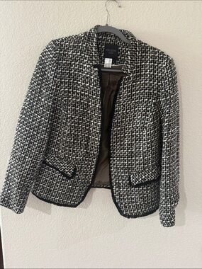 Black & White Tweed Open-Front Jacket